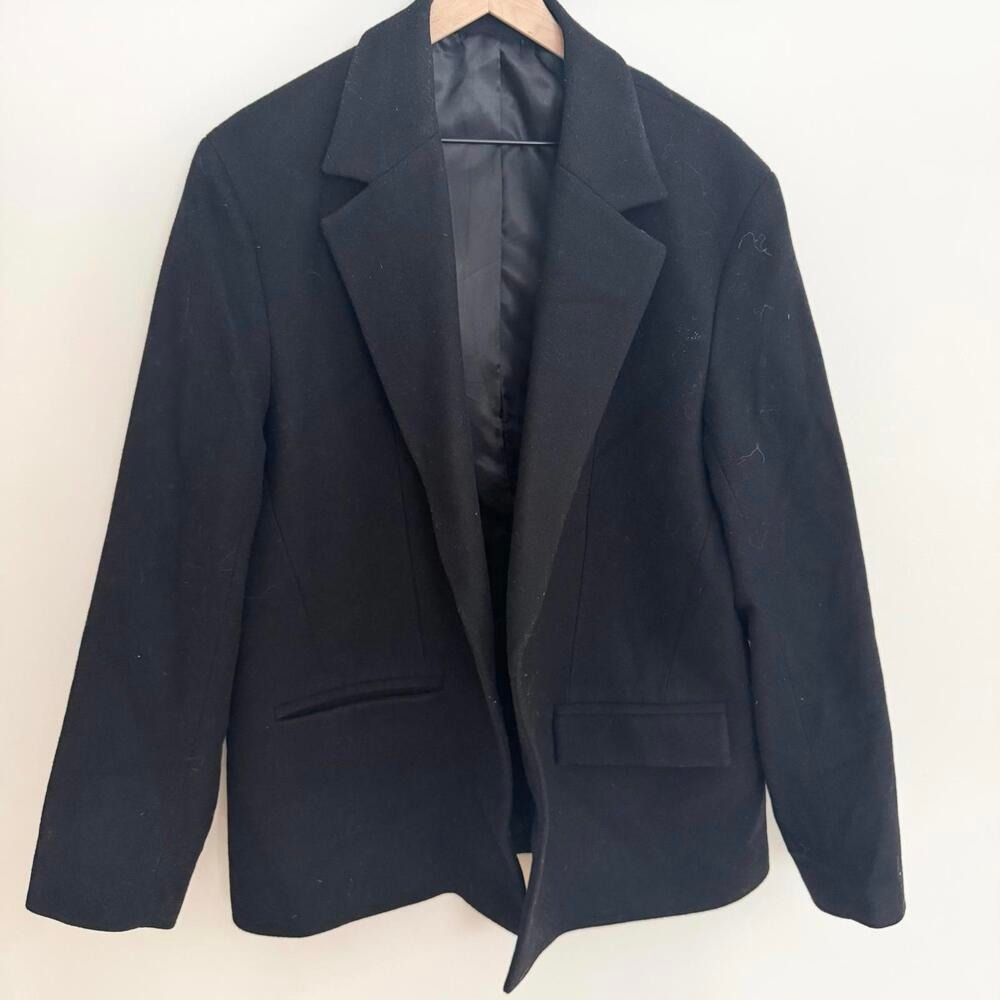 Zara Men Black Wool Blend Blazer Jacket Size US 40‎ EUR 50